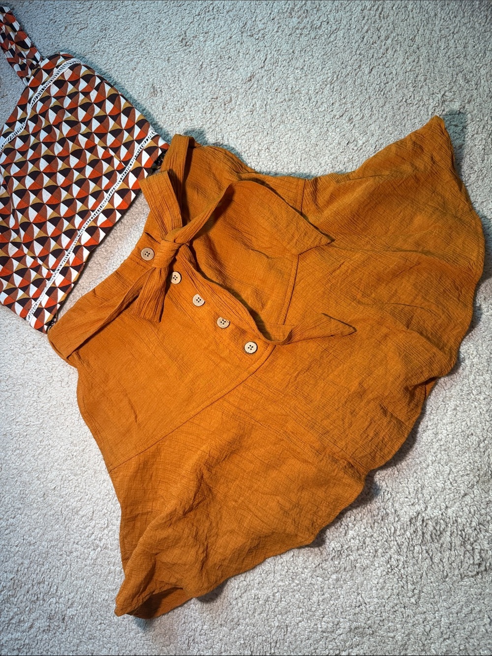 Women’s Rust Tie-Waist Linen Blend Skirt